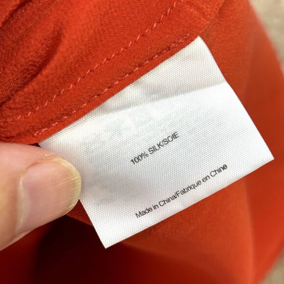 TORY BURCH Silk Blouse Women's Size 2 Orange Career Office Work V-Neck *READ* - Picture 6 of 14